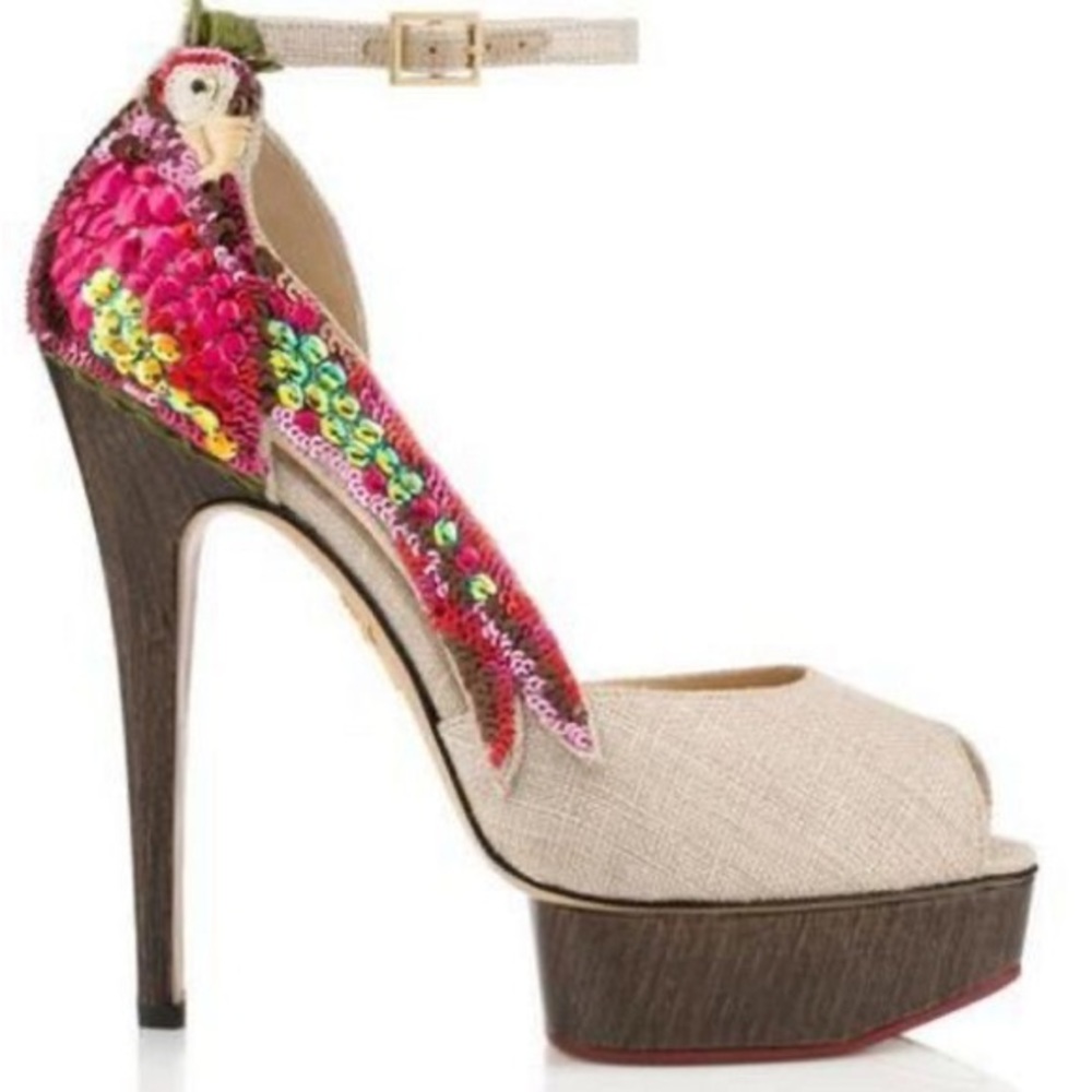 CHARLOTTE OLYMPIA Limited Edition Song Bird Multicolour Platform Tropical heels